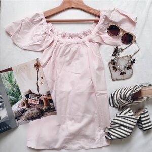 Sincerely Jules, Carmen Flutter Sleeve, Off The Shoulder  Pink Top, Size Large
